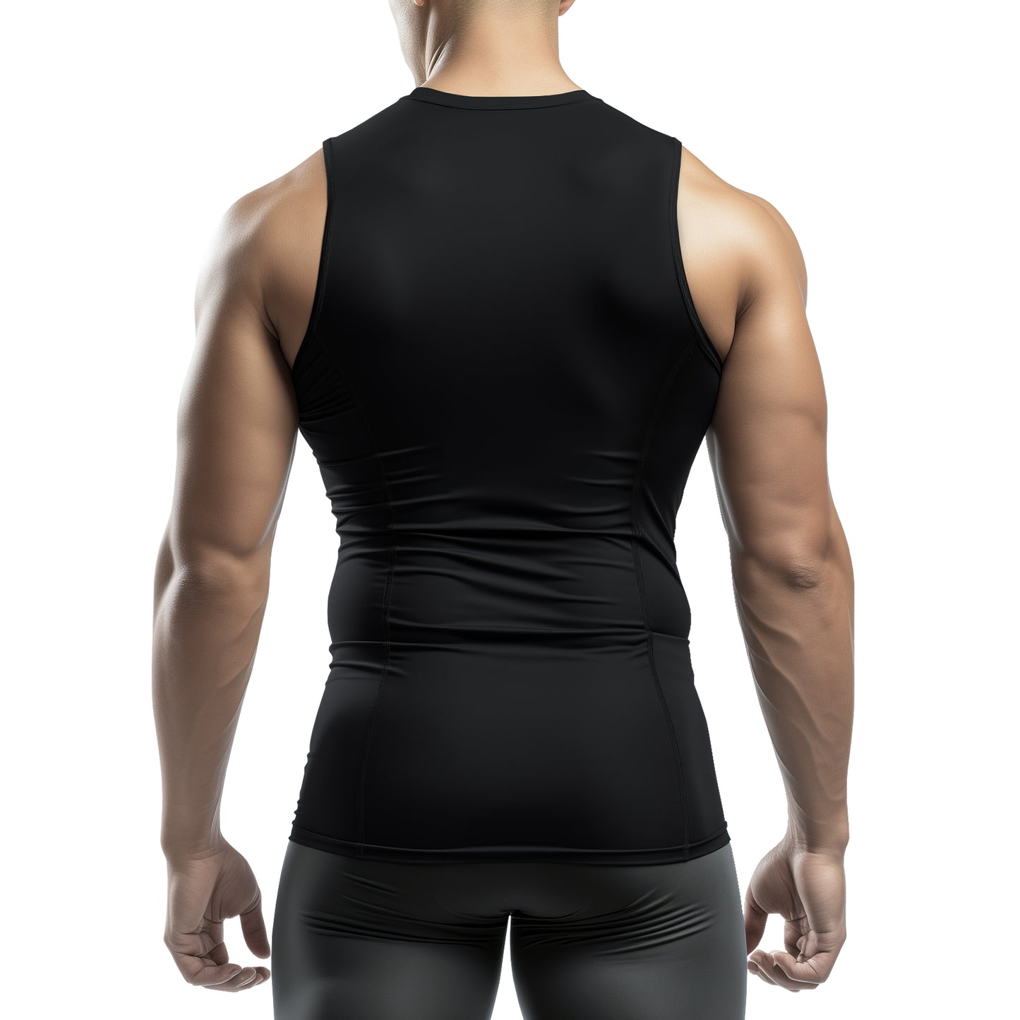 Brisira 2-Pack Men Coolmax Sleeveless Muscle Vest Fitness Workout Athletic Compression Shirt Size S to 2XL