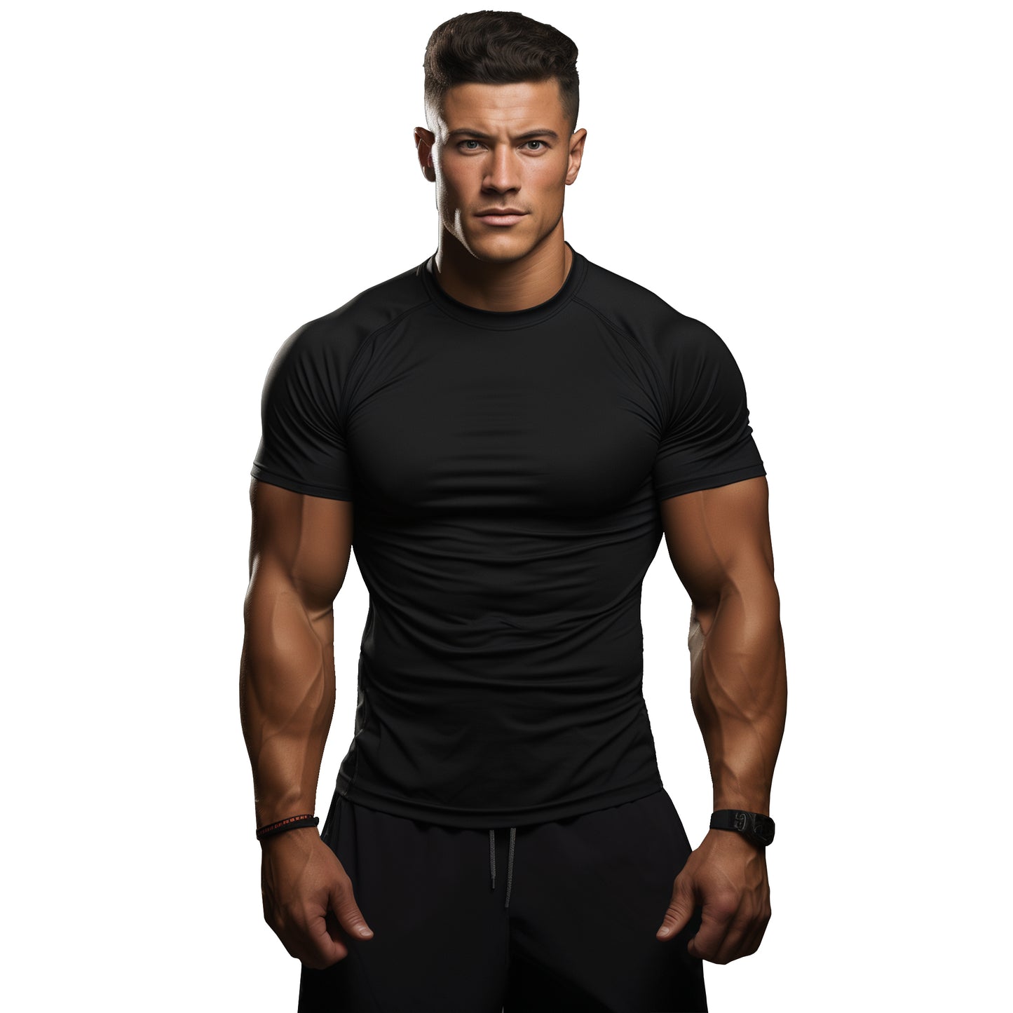 Brisira Men Coolmax Baselayer Compression Shirt Gym Athletic Workout Short-Sleeve Cool Dry Size S to 2XL