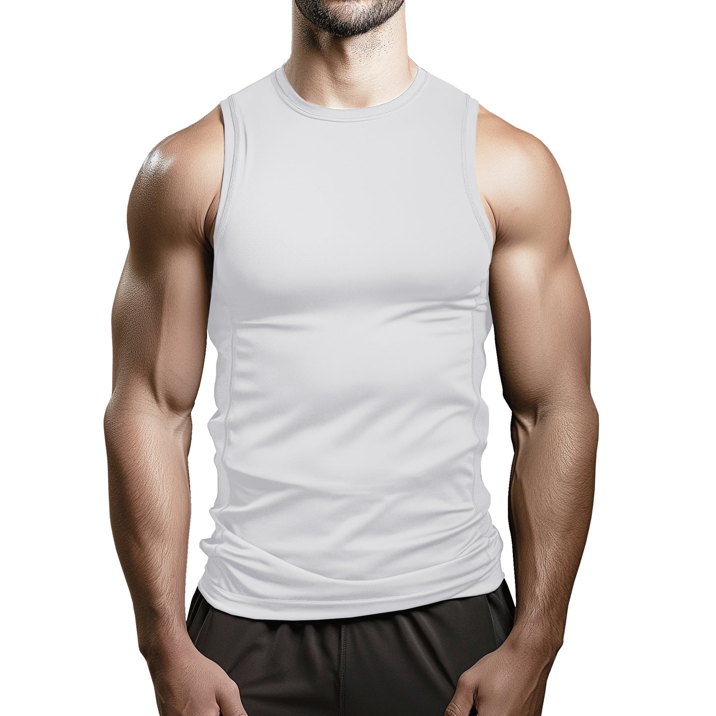 Brisira 2-Pack Men Coolmax Sleeveless Muscle Vest Fitness Workout Athletic Compression Shirt Size S to 2XL