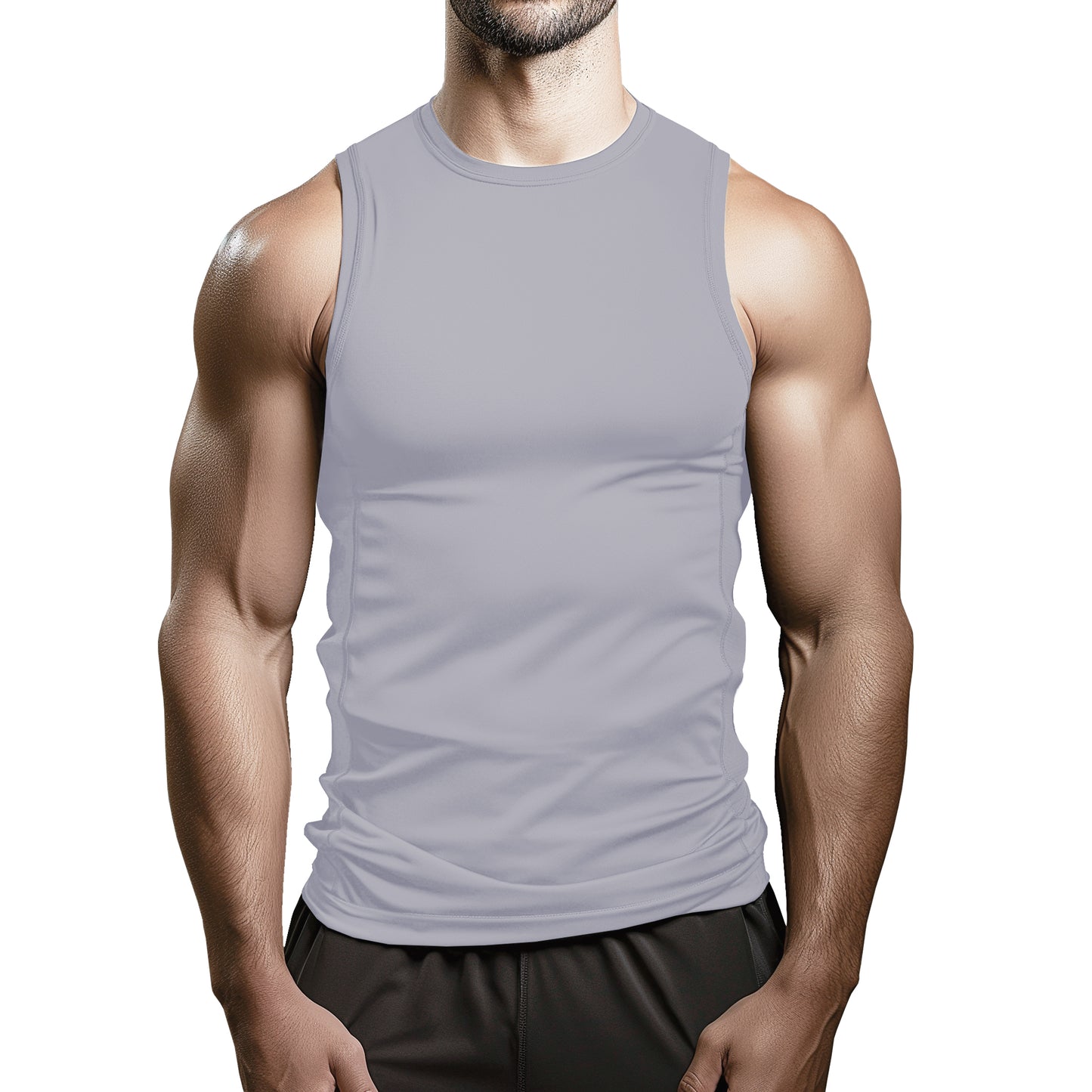 Brisira 2-Pack Men Coolmax Sleeveless Muscle Vest Fitness Workout Athletic Compression Shirt Size S to 2XL