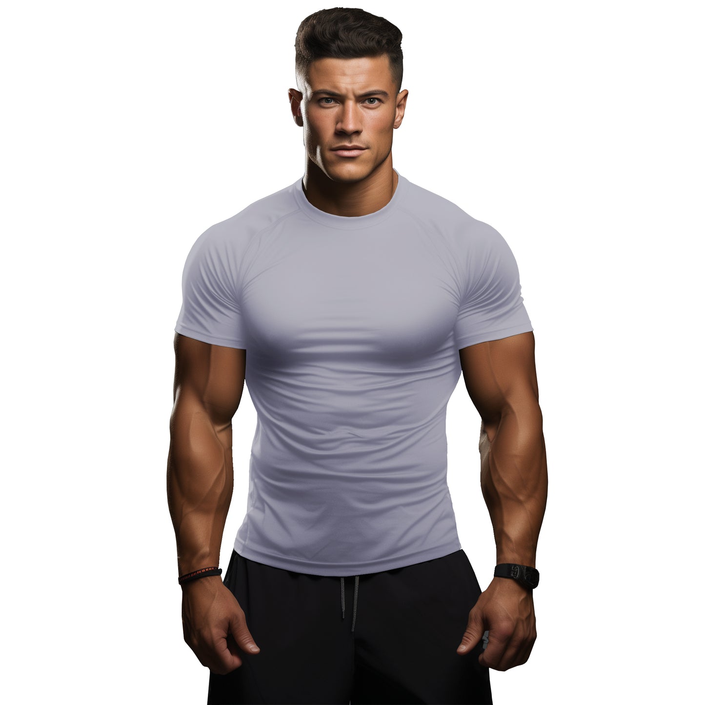 Brisira Men Coolmax Baselayer Compression Shirt Gym Athletic Workout Short-Sleeve Cool Dry Size S to 2XL